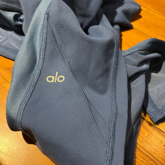 ALO YOGA PIC LEGGINGS BLUE MESH FULL LENGTH SIZE XS - Picture 3 of 6